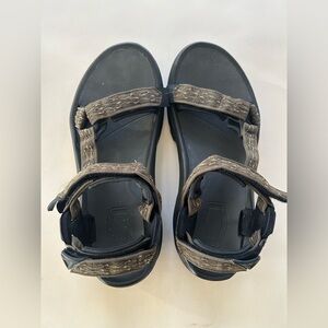 Teva Black Sandals with Olive Webbing Accent
